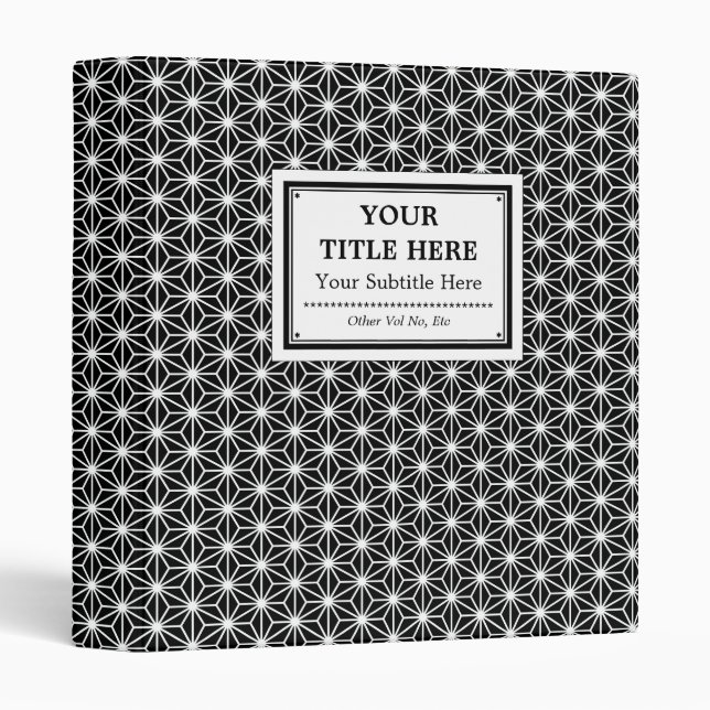 Asanoha Style - White on Black Binder (Front/Spine)