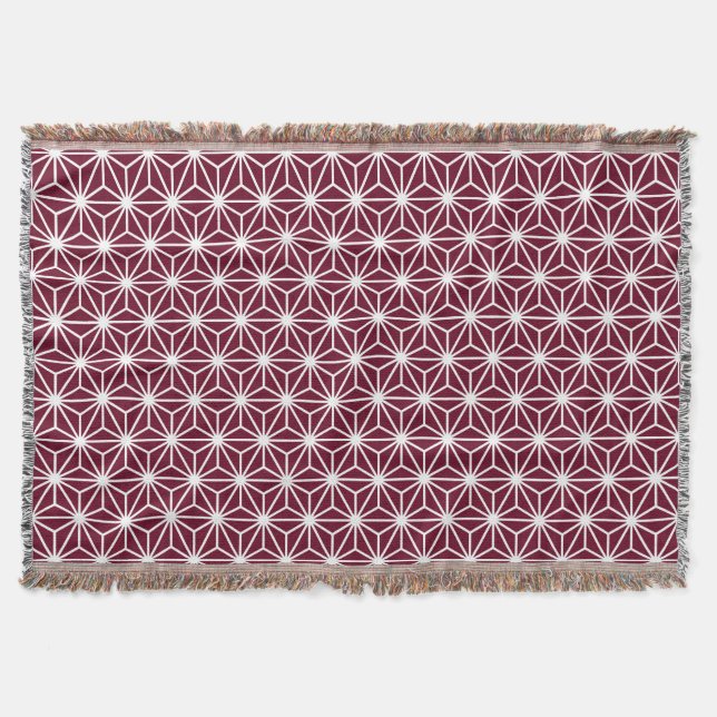 Asanoha Style - White on Dp Crimson 65001d Throw Blanket (Front)