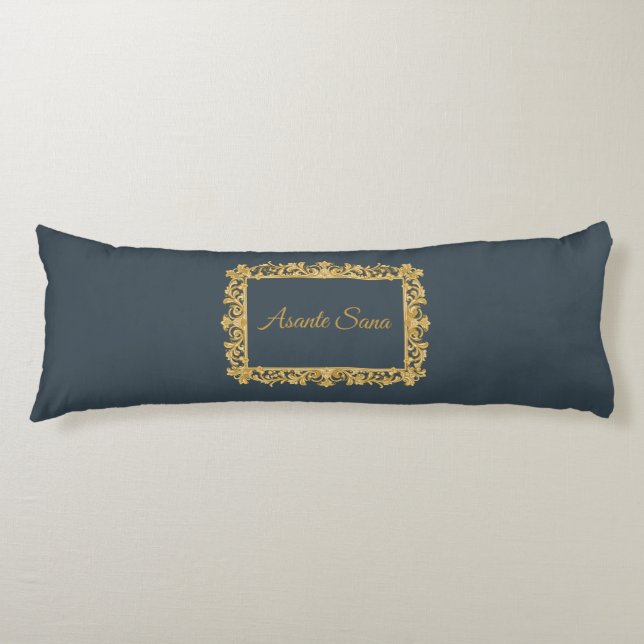 Asante Sana Charcoal & Pink – Gilded Reversible Z  Body Pillow (Front)