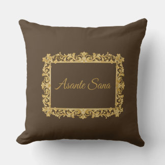 Asante Sana Espresso & Tan Gilded Frame Reversible Throw Pillow