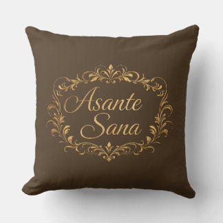 Asante Sana Espresso & Tan  – Rectangular Gilded F Throw Pillow