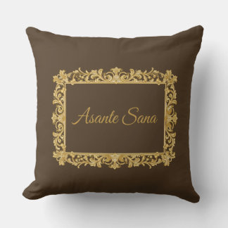 Asante Sana Espresso & Tan Reversible – Gilded Fr Throw Pillow