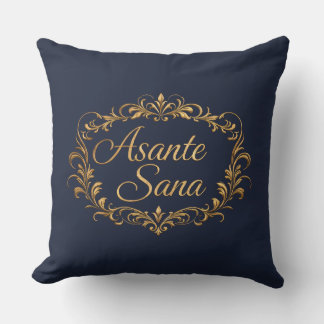 Asante Sana Midnight Navy & Ivory  –  Noir Anchor  Throw Pillow
