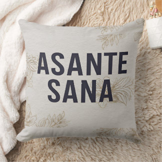 Asante Sana Navy Blue – High-Contrast Midnight Gra Throw Pillow
