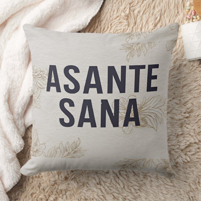 Asante Sana Navy Blue – High-Contrast Midnight Gra Throw Pillow (Blanket)