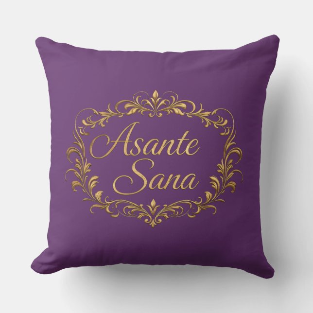 Asante Sana Royal Amethyst & Deep Plum  – Gilded O Throw Pillow (Front)
