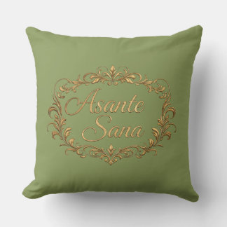 Asante Sana Sage & Ivory – Gilded Oval Reversible  Throw Pillow