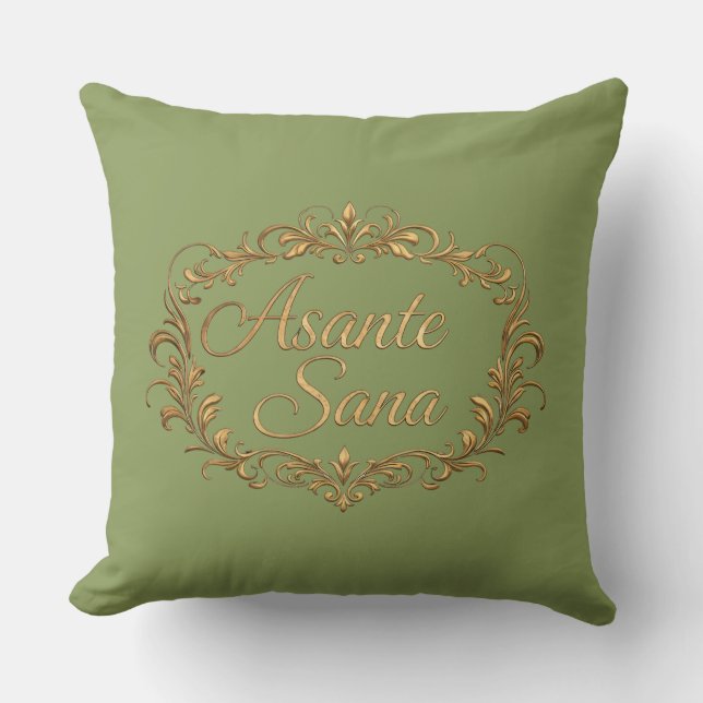 Asante Sana Sage & Ivory – Gilded Oval Reversible  Throw Pillow (Front)