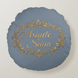 Asante Sana Slate & Butter Cream – Gilded Oval Zen Round Pillow