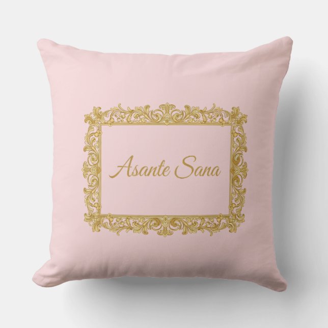 Asante Sana Sunset Pink & Dark Gold – Celestial Ov Throw Pillow (Front)