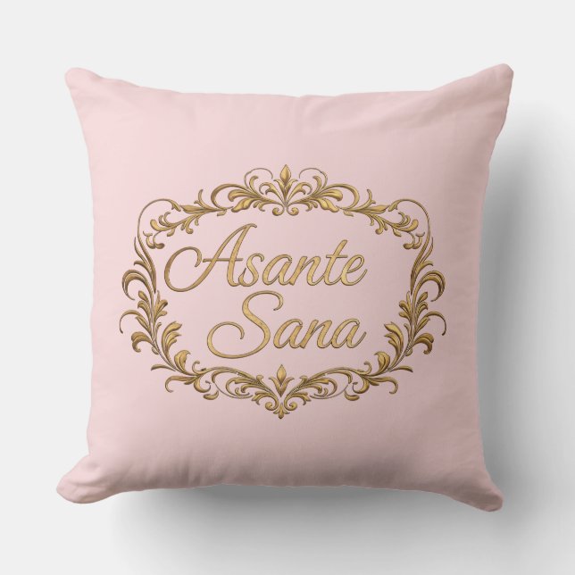 Asante Sana Sunset Pink & Dark Gold – Celestial Ov Throw Pillow (Front)