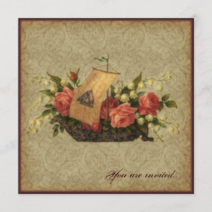Asatru Floral Ship Invitation