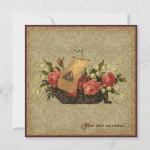 Asatru Floral Ship Invitations