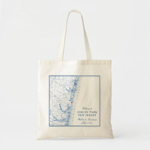 Asbury Park New Jersey Map Elegant Wedding Favor Tote Bag