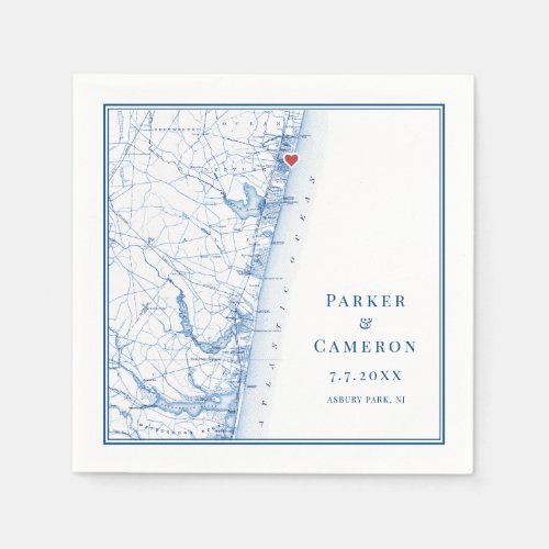 Asbury Park New Jersey Map Elegant Wedding Napkins