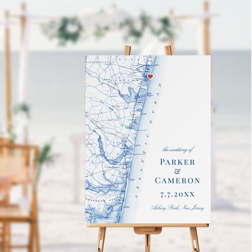 Asbury Park New Jersey Map Wedding Welcome Sign