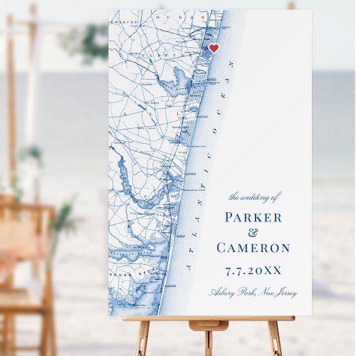 Asbury Park New Jersey Map Wedding Welcome Sign