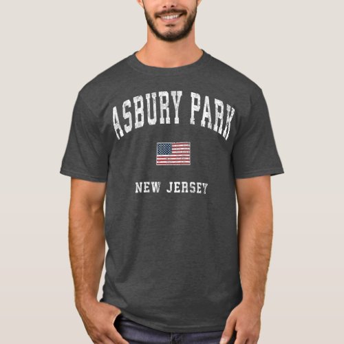 Asbury Park New Jersey NJ Vintage American Flag T_Shirt
