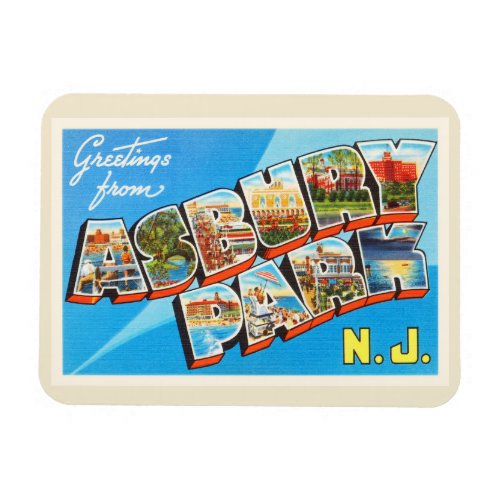Asbury Park New Jersey NJ Vintage Travel Postcard_ Magnet