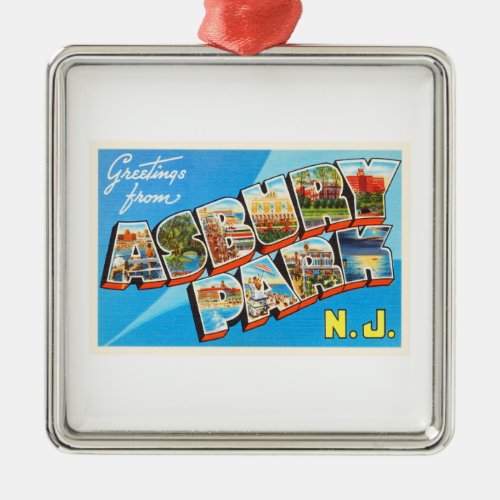 Asbury Park New Jersey NJ Vintage Travel Postcard_ Metal Ornament