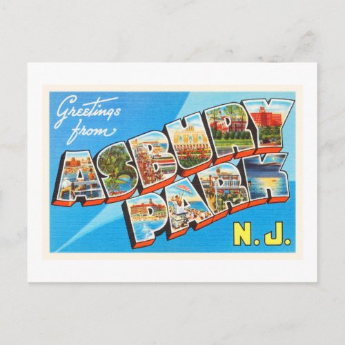 Asbury Park New Jersey NJ Vintage Travel Postcard_ Postcard