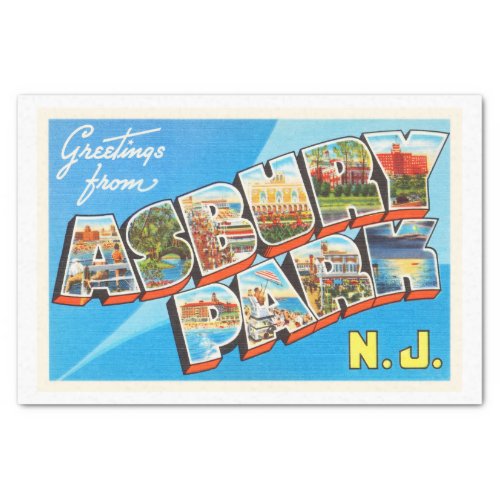 Asbury Park New Jersey NJ Vintage Travel Postcard_ Tissue Paper