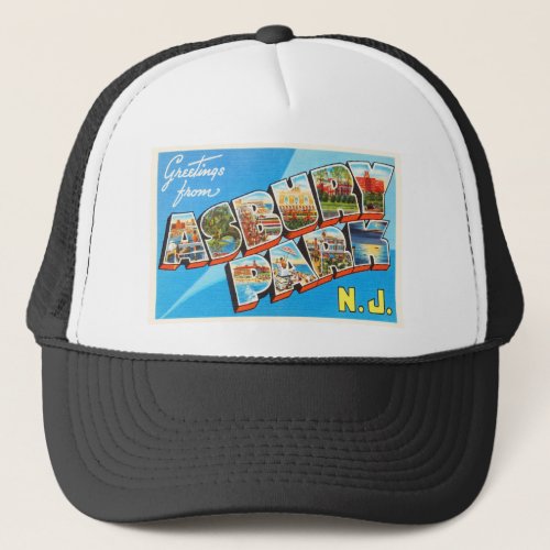 Asbury Park New Jersey NJ Vintage Travel Postcard_ Trucker Hat