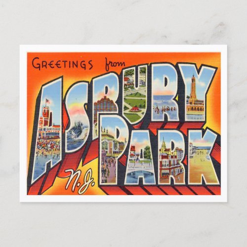 Asbury Park New Jersey Vintage Big Letters Postcard