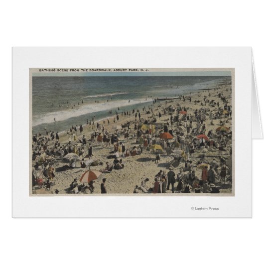 Asbury Park, NJ - Bathing Scene from Boardwalk Cards (Front Horizontal)