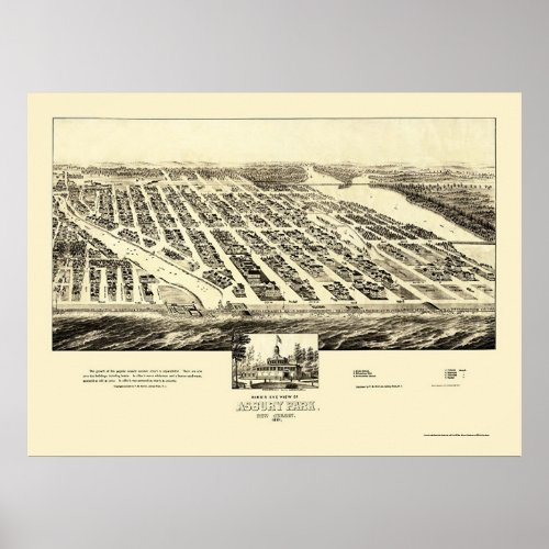 Asbury Park NJ Panoramic Map _ 1897 Poster