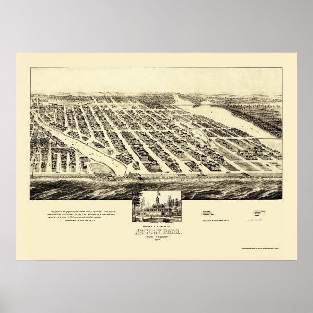 Asbury Park, NJ Panoramic Map - 1897 Poster (Front)