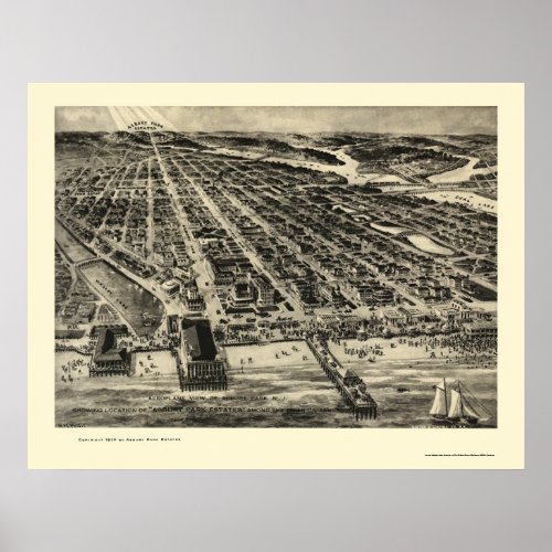 Asbury Park NJ Panoramic Map _ 1910 Poster
