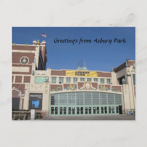 Asbury Park NJ Paramount Theatre  Convention Hall Postcard