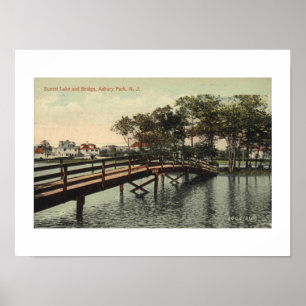 Asbury Park NJ Sunset Lake Bridge 1914 Inspired Poster