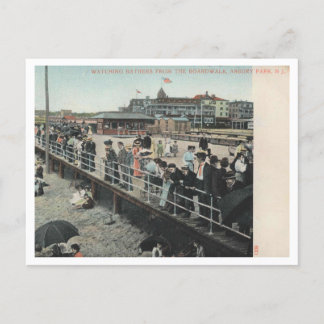 Asbury Park NJ, Watching Bathers, Boardwalk, 1906 Postcard
