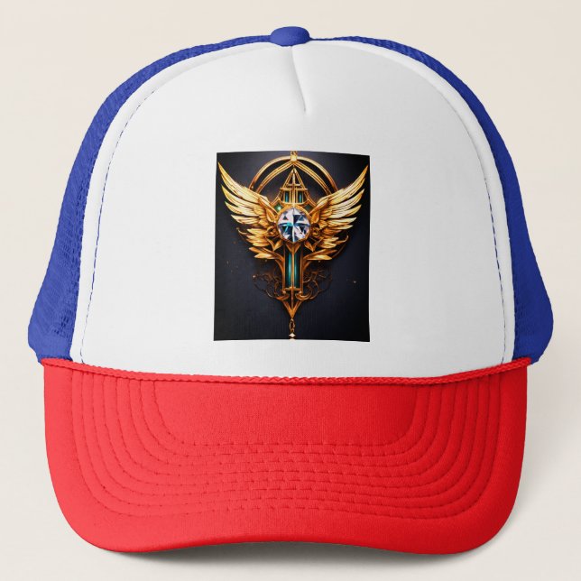 "Ascend to Triumph: Crystal Eagle Emblem" Trucker Hat (Front)