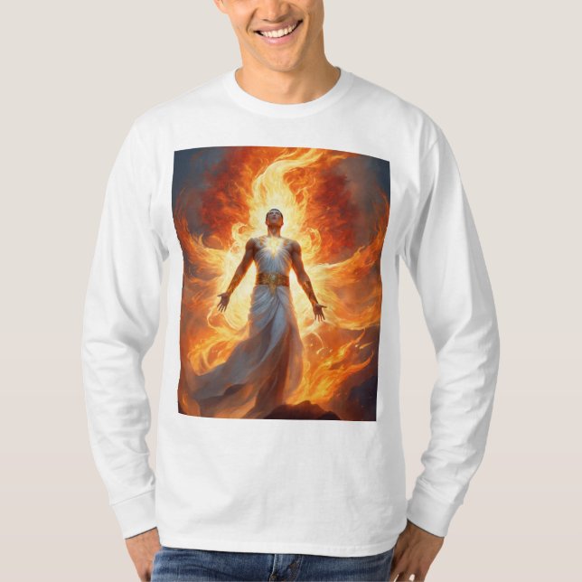 Ascendant Spirit: Radiant Light and Flames T-Shirt (Front)