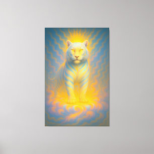Ascended Sunlit White Tiger   ManJiangHong Fine Ar Canvas Print