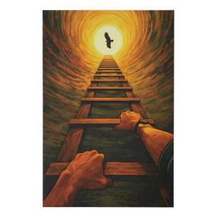 Ascending Ladder to Light Eagle Freedom Symbolic Faux Canvas Print