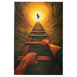 Ascending Ladder to Light Eagle Freedom Symbolic Metal Print