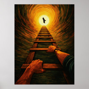Ascending Ladder to Light Eagle Freedom Symbolic Poster