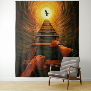 Ascending Ladder to Light Eagle Freedom Symbolic Tapestry