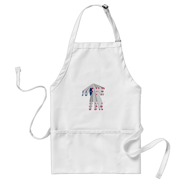 Ascending Patriotism: I Love USA Perspective Art Adult Apron (Front)
