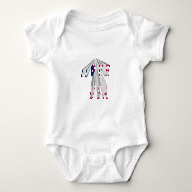 Ascending Patriotism: I Love USA Perspective Art Baby Bodysuit (Front)