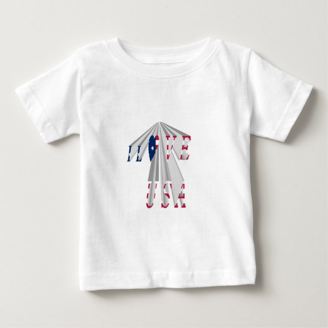 Ascending Patriotism: I Love USA Perspective Art Baby T-Shirt (Front)
