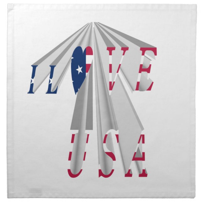 Ascending Patriotism: I Love USA Perspective Art Cloth Napkin (Front)
