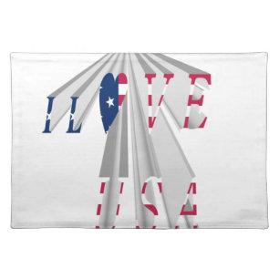 Ascending Patriotism: I Love USA Perspective Art Cloth Placemat
