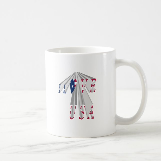 Ascending Patriotism: I Love USA Perspective Art Coffee Mug (Right)