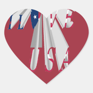 Ascending Patriotism: I Love USA Perspective Art Heart Sticker