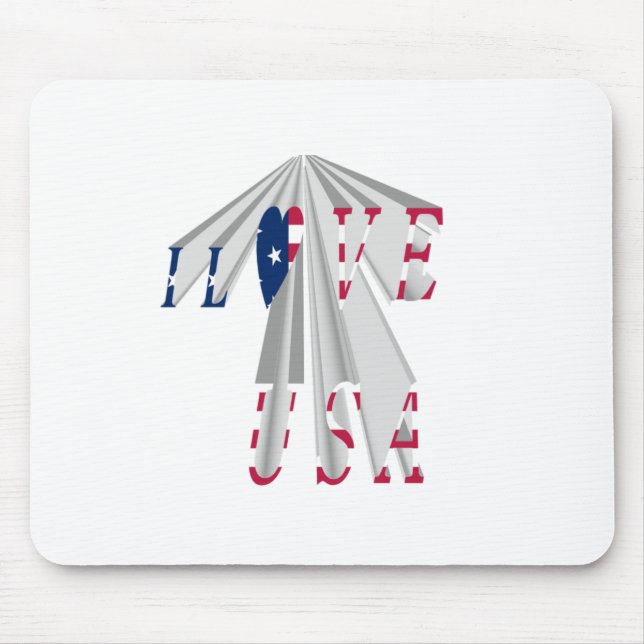 Ascending Patriotism: I Love USA Perspective Art Mouse Pad (Front)